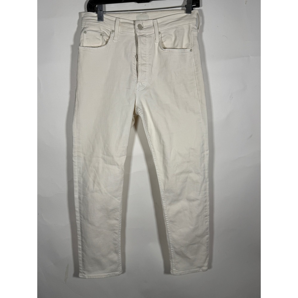 Mother Womens High Rise Straight Leg Jeans Off White Button Fly Size 27